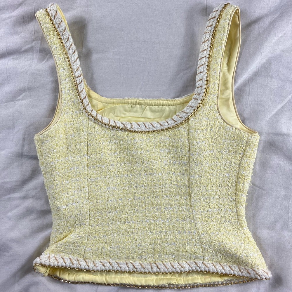 Avec Les Filles Yellow Tweed Chain Trim Set - Picture 10 of 16